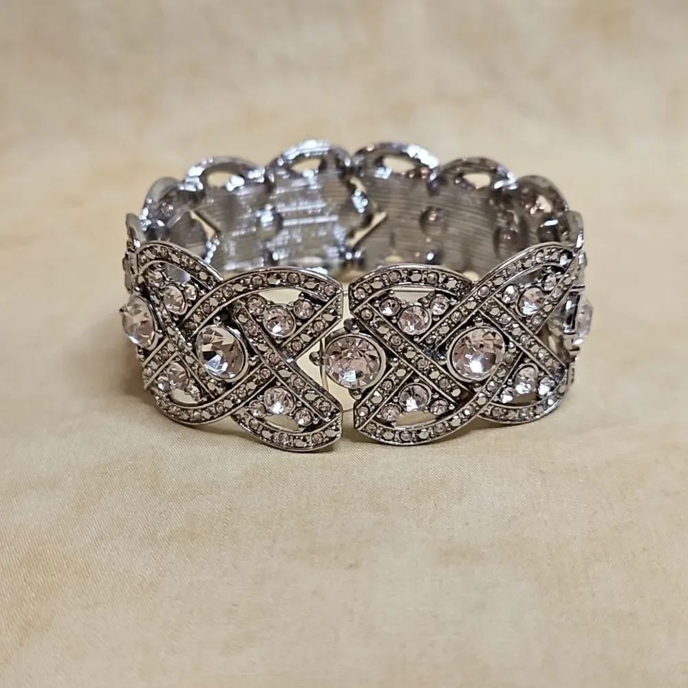 Silver Crystal Embellished Bracelet